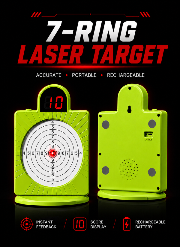 VPDOT 7-Ring Laser Shooting Target with LED Score Display & Voice Feedback, Laser Dry Fire Training Target system for Indoor & Outdoor Pistol & Rifle Practice | Type-C Rechargeable, Anti-Glare Sensor