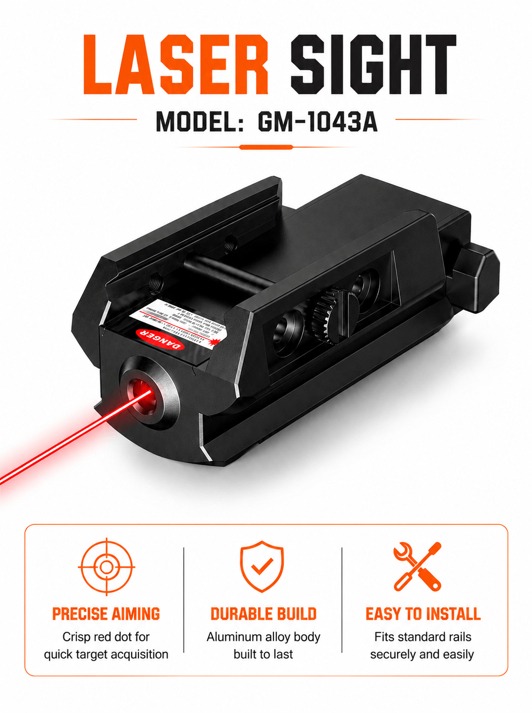 VPDOT GM-1043A Red Laser Sight for Pistol | Picatinny Rail | USB-C
