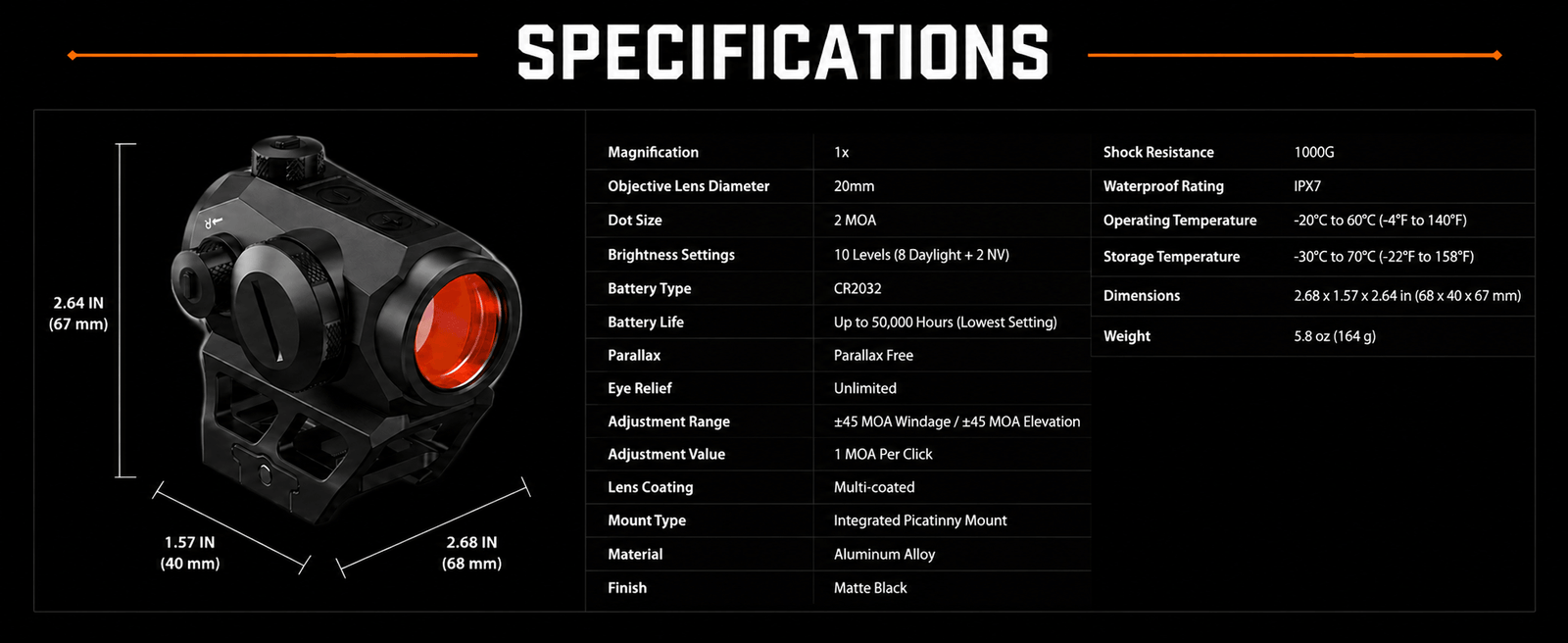 1x20mm 2 MOA Red Dot Sight - Motion-Activated Reflex Optic w/ Absolute Co-Witness Riser & Low Profile Mount for AR-15, Rifle, Shotgun | IPX7 Shockproof, 40,000-Hr Runtime