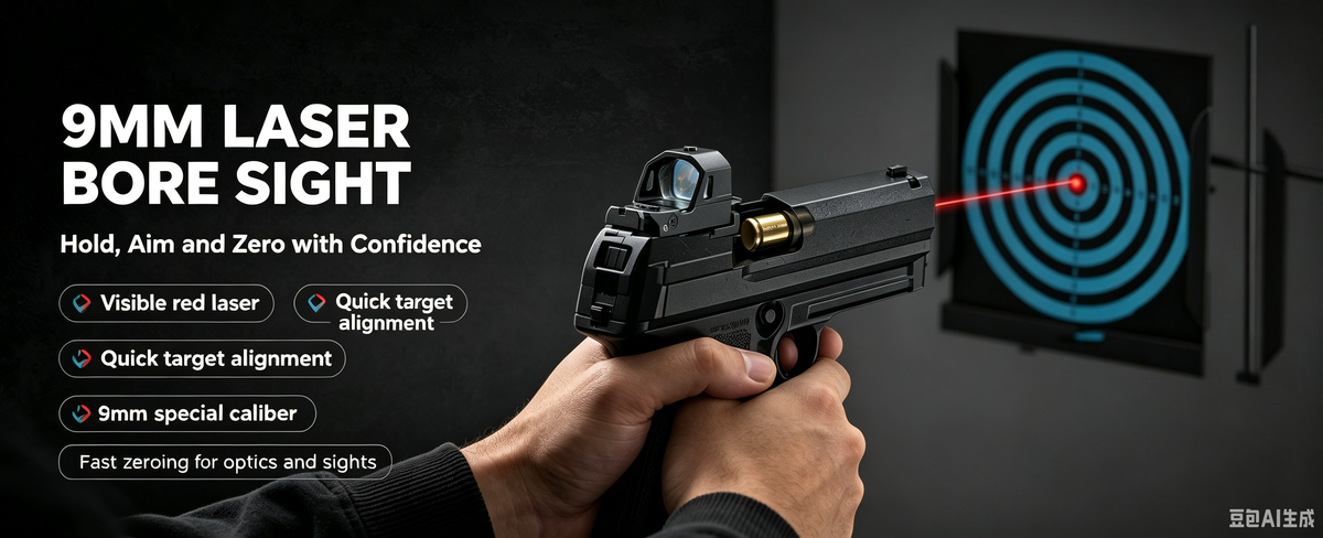 VPDOT 9mm Laser Bore Sight | Brass Chamber Boresighter | Fast Sight Alignment