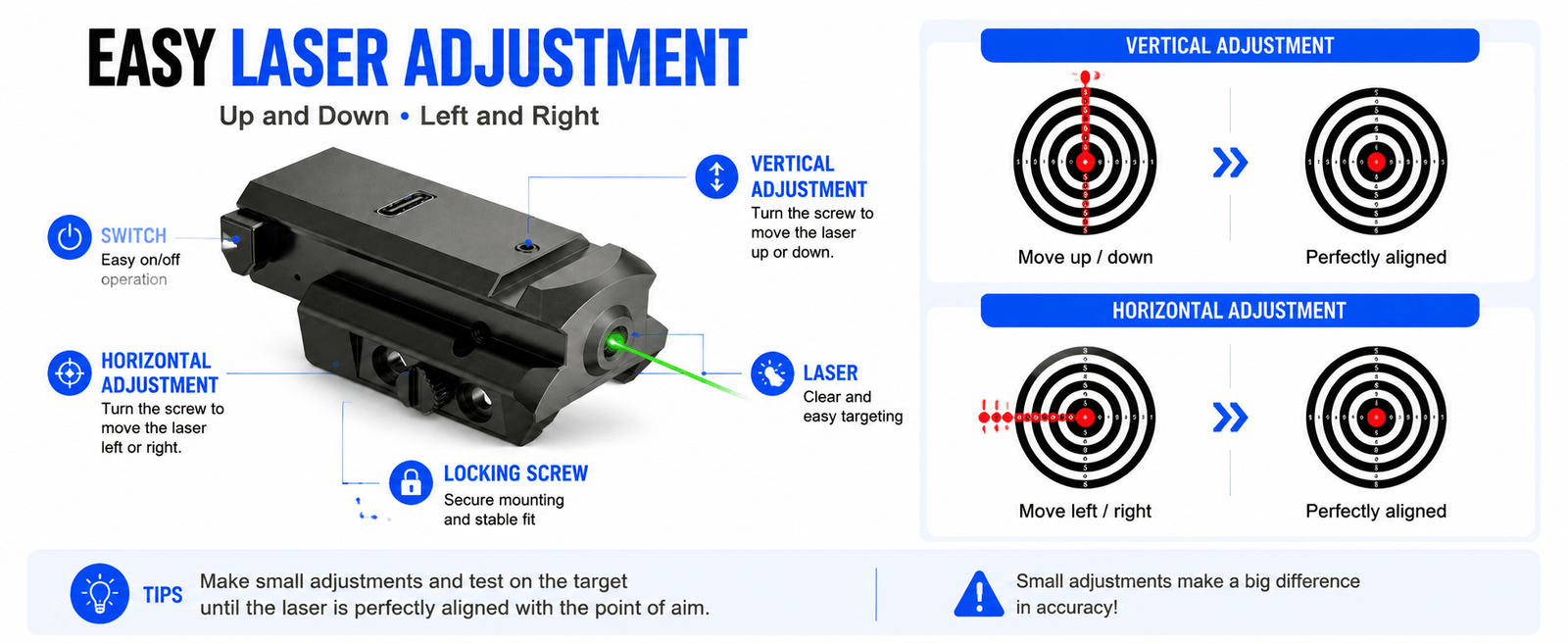 VPDOT GM-1043A Red Laser Sight for Pistol | Picatinny Rail | USB-C