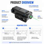 VPDOT 1043 laser sight product overview USB-C charging port windage elevation adjustment locking screw mounting steps picatinny rail