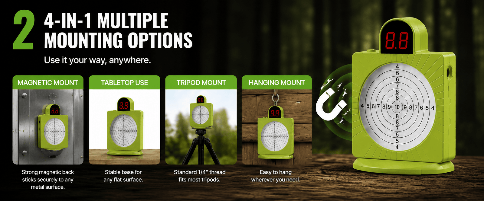 VPDOT 7-Ring Laser Shooting Target | Dry Fire Voice Feedback