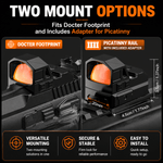 VPDOT KF-22 red dot sight two mount options Docter footprint and picatinny rail adapter enclosed red dot