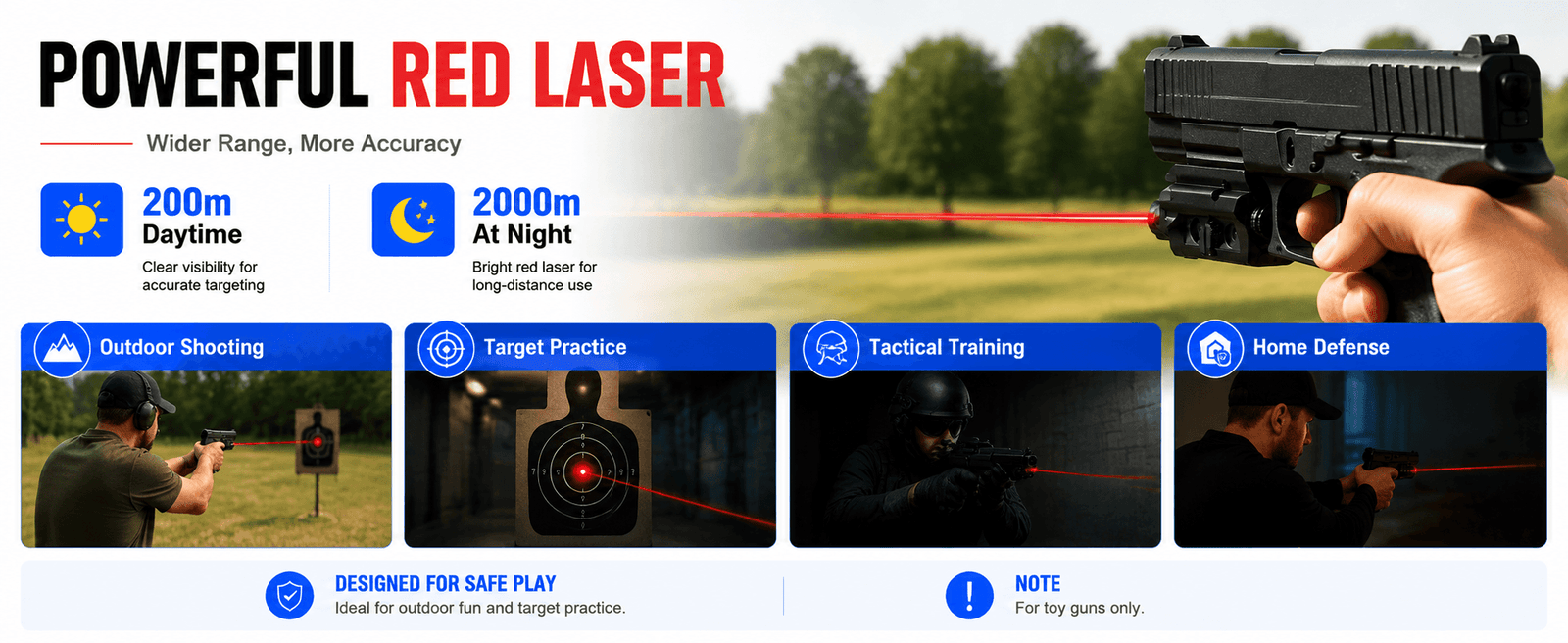 VPDOT GM-1043A Red Laser Sight for Pistol | Picatinny Rail | USB-C