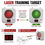 VPDOT laser training target how it works red standby green hit sound feedback counting display works with laser training cartridges