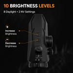 VPDOT P530X reticle with 10 adjustable brightness levels, day and night