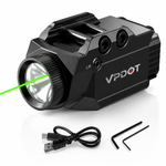 VPDOT green laser flashlight combo product shot USB-C charging cable Allen wrenches package contents rail mount laser for gun