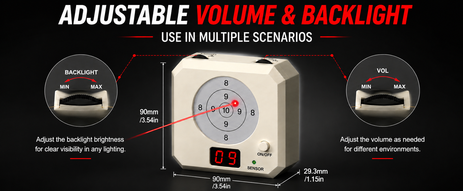 VPDOT 3-Ring Laser Shooting Target | Scoring Display | Voice Feedback
