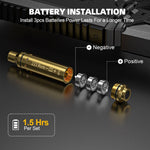 VPDOT .223 Rem laser cartridge battery installation 3 batteries 1.5hrs dry fire