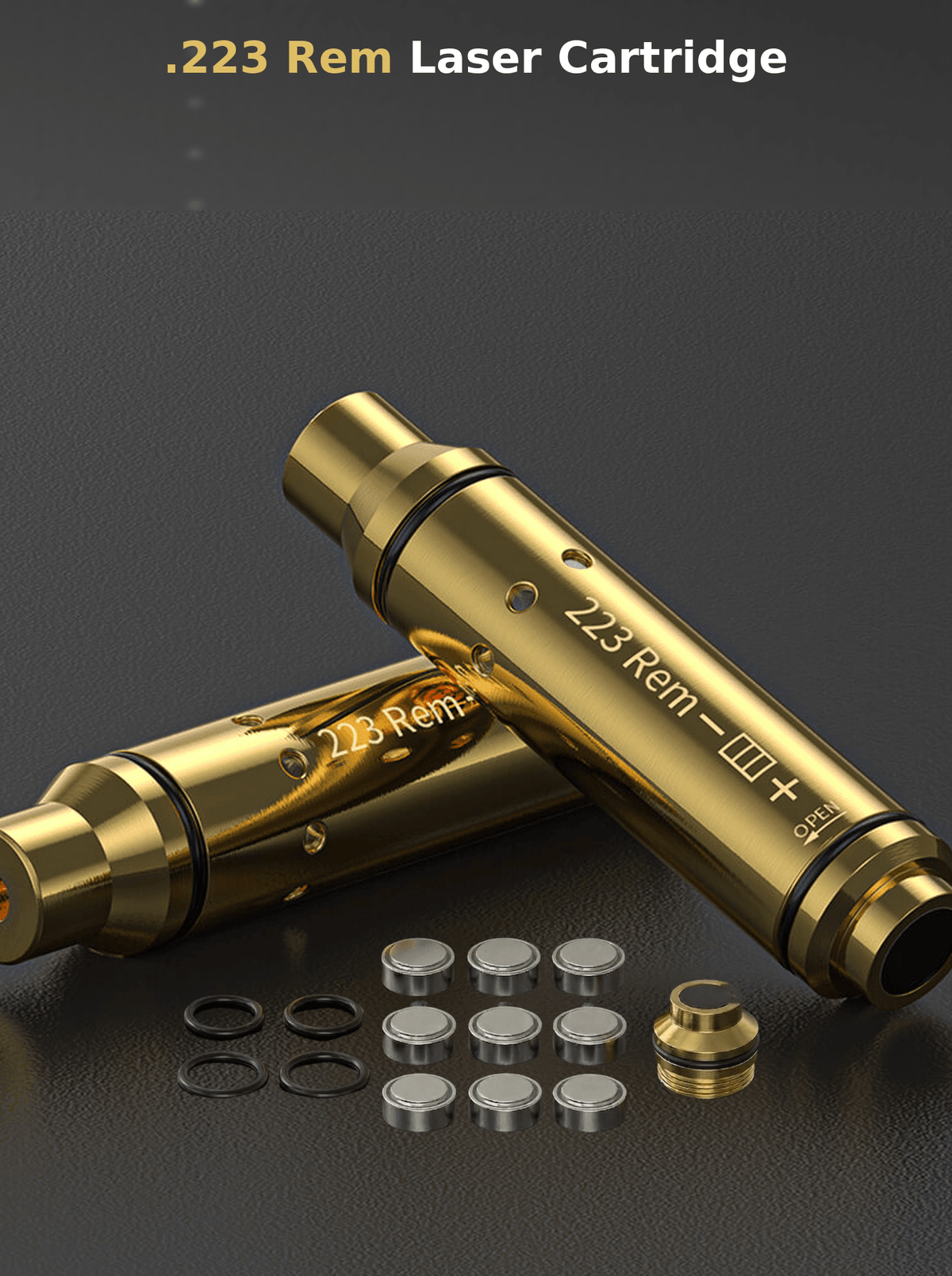 VPDOT .223 Rem brass laser training cartridge dry fire system with batteries and O-rings