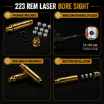 VPDOT 223 Rem laser bore sight, 15-100 yard wavelength range, package includes O-rings and batteries