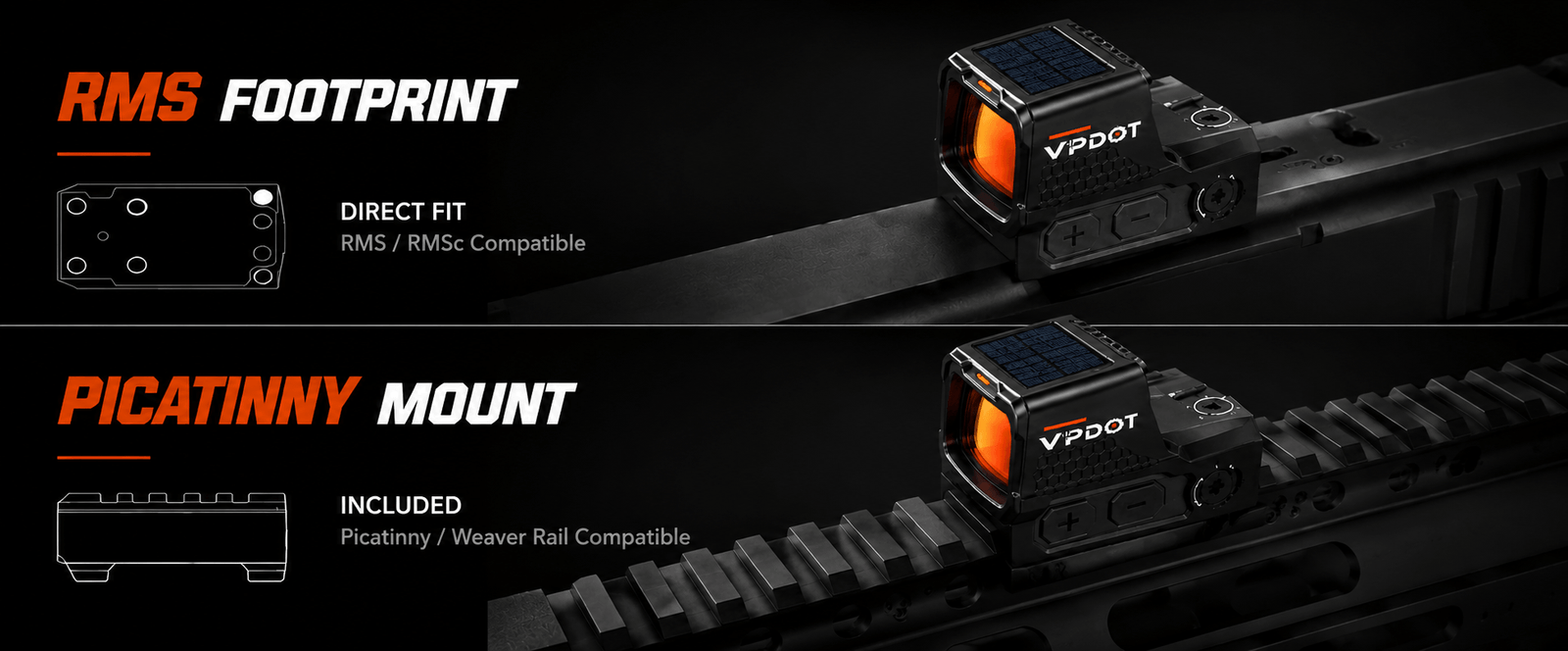 VPDOT D507X Solar Red Dot Sight | RMSC Footprint | Dual Power Pistol