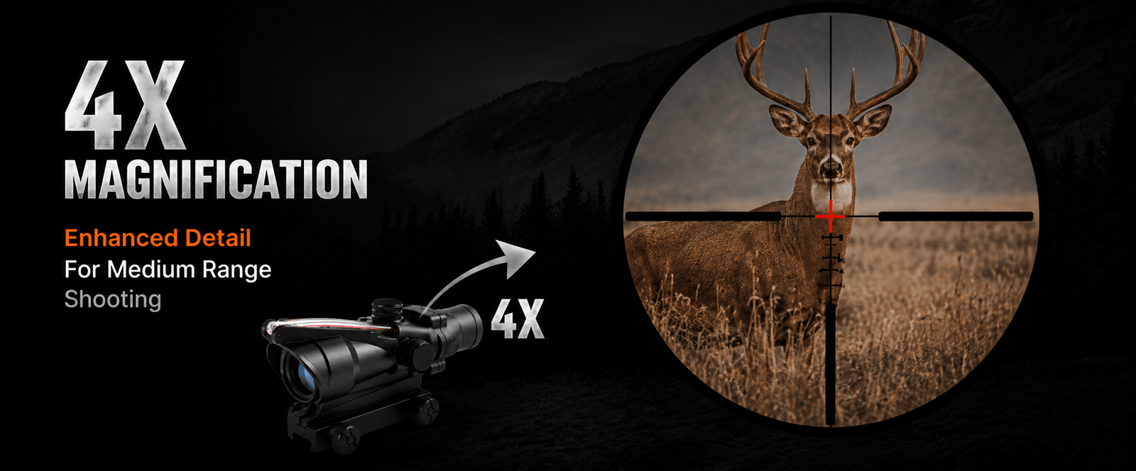 VPDOT P432X 4x32 Prism Scope | Fiber Optic | Red Dot Magnifier Combo