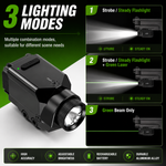 VPDOT laser light combo 3 lighting modes strobe steady flashlight green laser beam only multiple combination modes tactical pistol laser