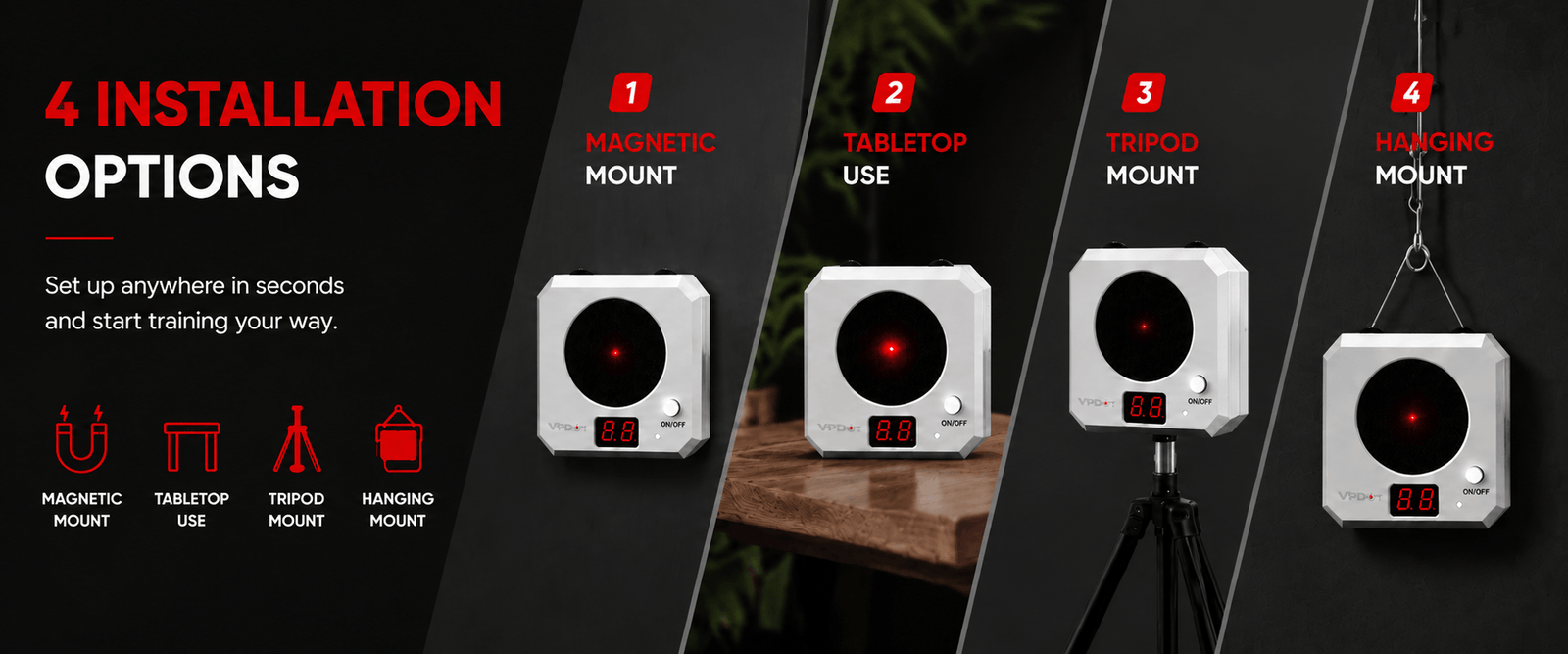 VPDOT Smart Laser 1-Grid Shooting Target | LED Hit Counter | Electronic Dry Fire Target