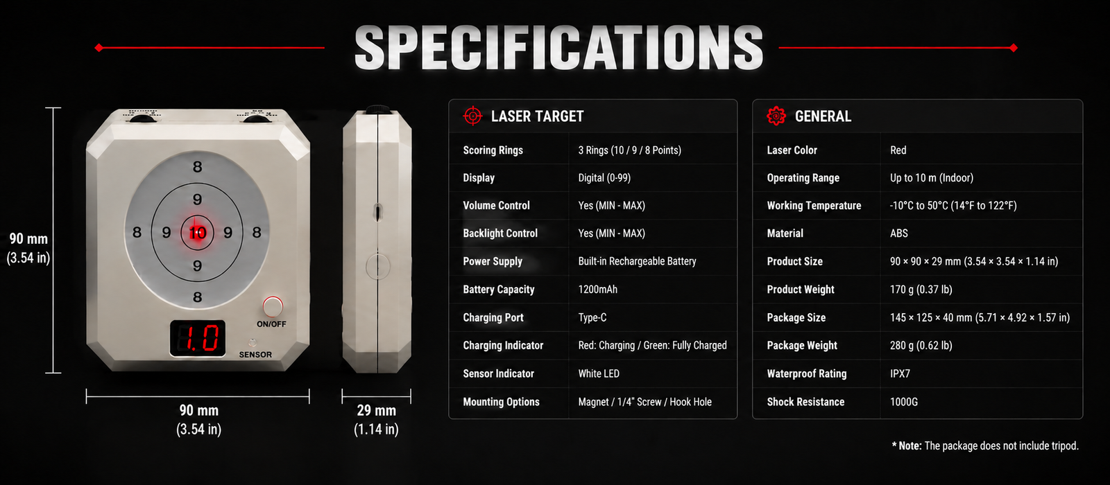 VPDOT 3-Ring Laser Shooting Target | Scoring Display | Voice Feedback