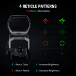 VPDOT D200X 4 reticle patterns, red and green illumination