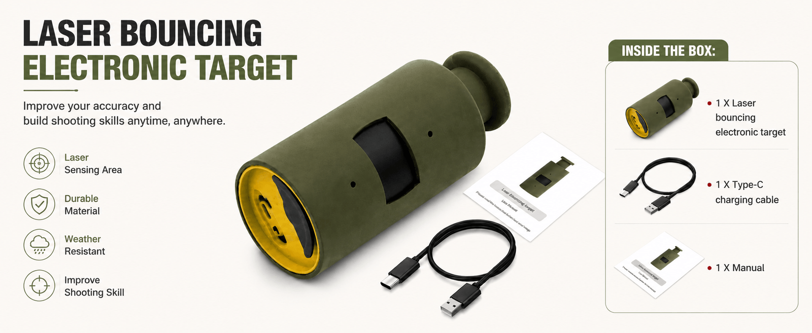 Laser Bouncing Electronic Shooting Target - Dry Fire Training & Simulation Game