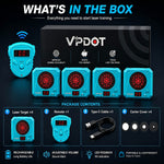 VPDOT Bluetooth 4-target dry fire system package contents laser targets remote controller USB Type-C cable center covers bilingual manual