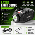 VPDOT green laser LED light combo premium aluminum material USB-C cable Allen wrenches package contents pistols rifles dry fire training