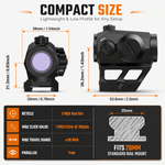 VPDOT HD-11 compact micro red dot sight dimensions lightweight low profile 20mm standard picatinny rail mount parallax free