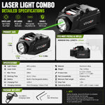 VPDOT Laser Sight & LED Light Combo with Dry Fire Training and 1000 Lumens Tactical Flashlight, Green/Red Laser, USB-C Rechargeable, Fits Pistol & Rifle Picatinny Rails