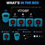 VPDOT Bluetooth 4-Target package contents, four targets and remote included