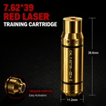 VPDOT 7.62x39 red laser training cartridge, 38.6mm length, 11.2mm caliber diameter