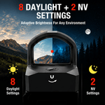 VPDOT D301X reticle with 8 daylight and 2 night vision brightness settings
