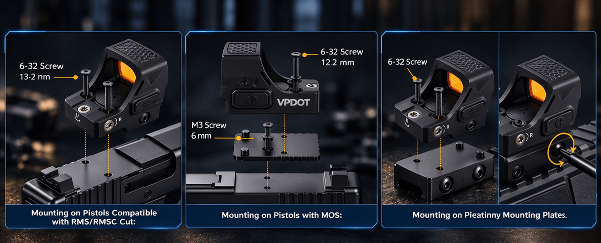 VPDOT D508X RMSC Red Dot Sight | Solar Power | Shake Awake
