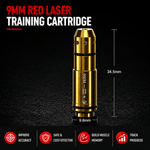 VPDOT 9mm red laser training cartridge, 34.0mm length, uniform accuracy and quick module memory