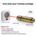 VPDOT 9mm red laser training cartridge specifications 650nm wavelength LR626 battery