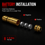 VPDOT 9mm laser training cartridge battery installation, 3 batteries, 1.5 hours runtime per set