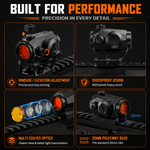 VPDOT D202X precision windage and elevation adjustment, multi-coated optics