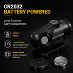 VPDOT P301X CR2032 battery powered reticle, long runtime
