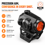 VPDOT HD-11 2 MOA tactical red dot sight 10 brightness settings IPX7 waterproof 50000 hour battery aircraft grade aluminum reflex sight
