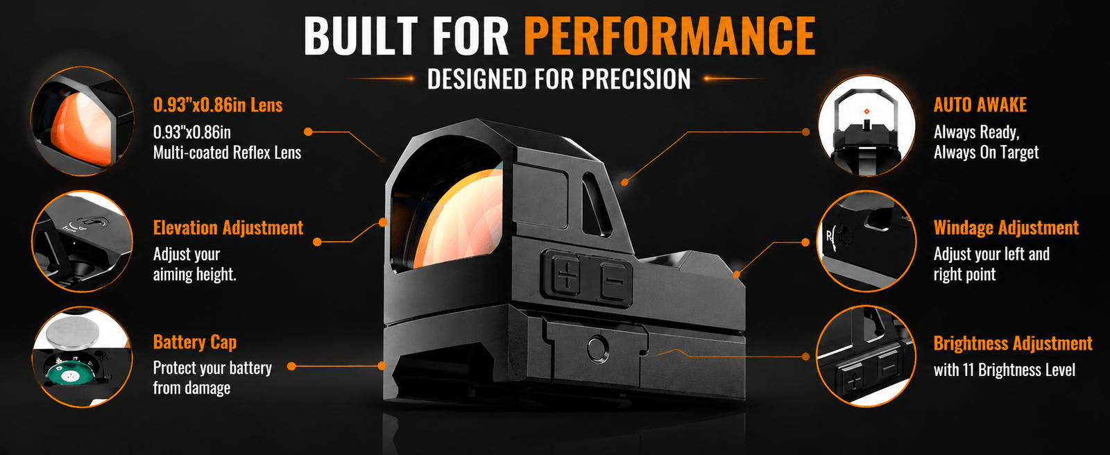 VPDOT KF-22 Mini Reflex Red Dot Sight | 2 MOA | Shake Awake | IPX7