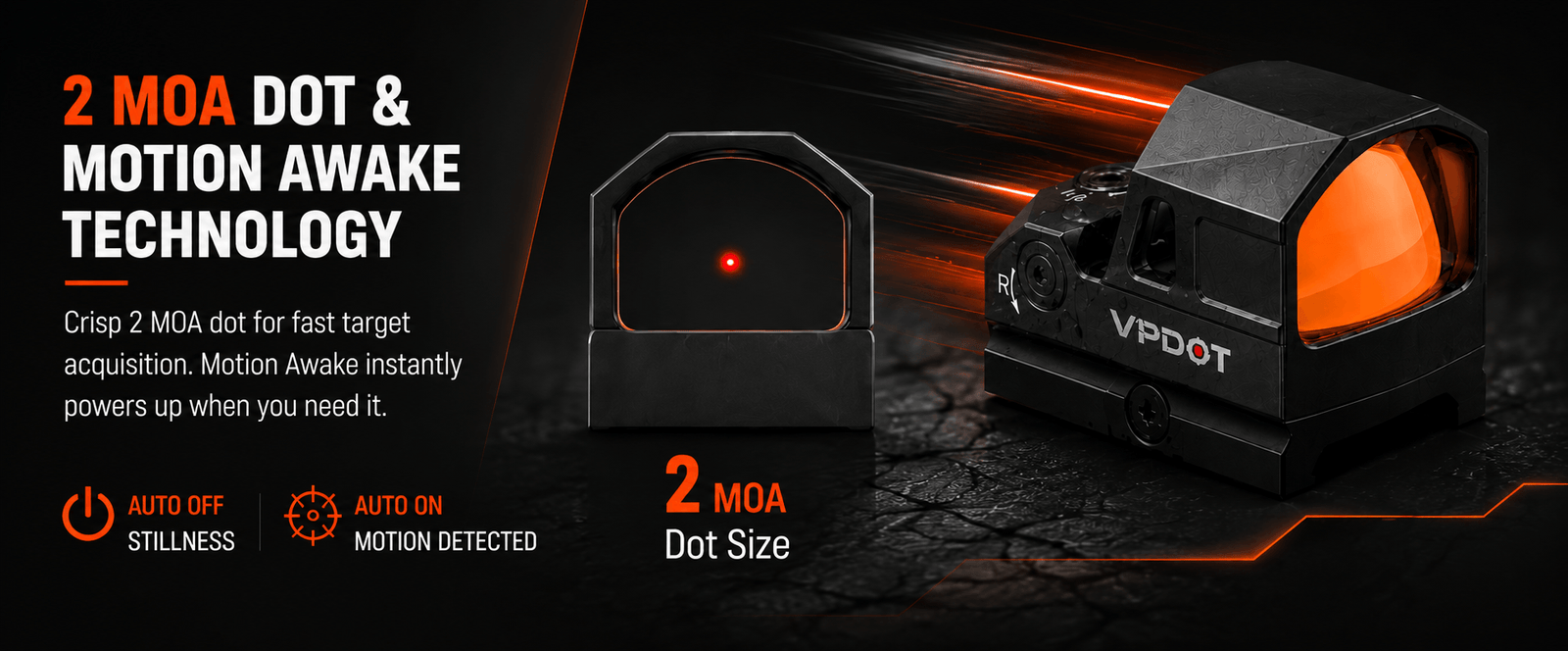 VPDOT D407X Mini Red Dot Sight | RMR Footprint | Shake Awake Pistol