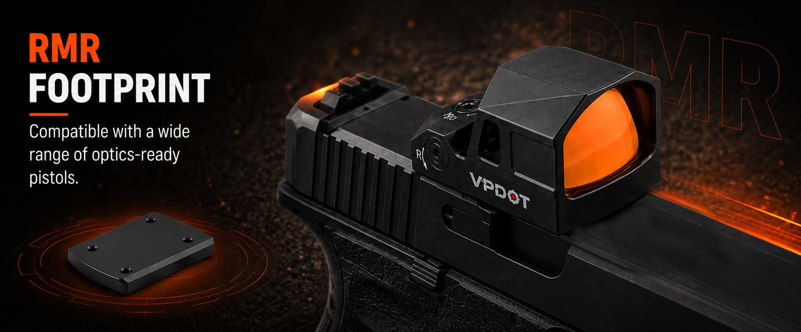 VPDOT D407X Mini Red Dot Sight | RMR Footprint | Shake Awake Pistol