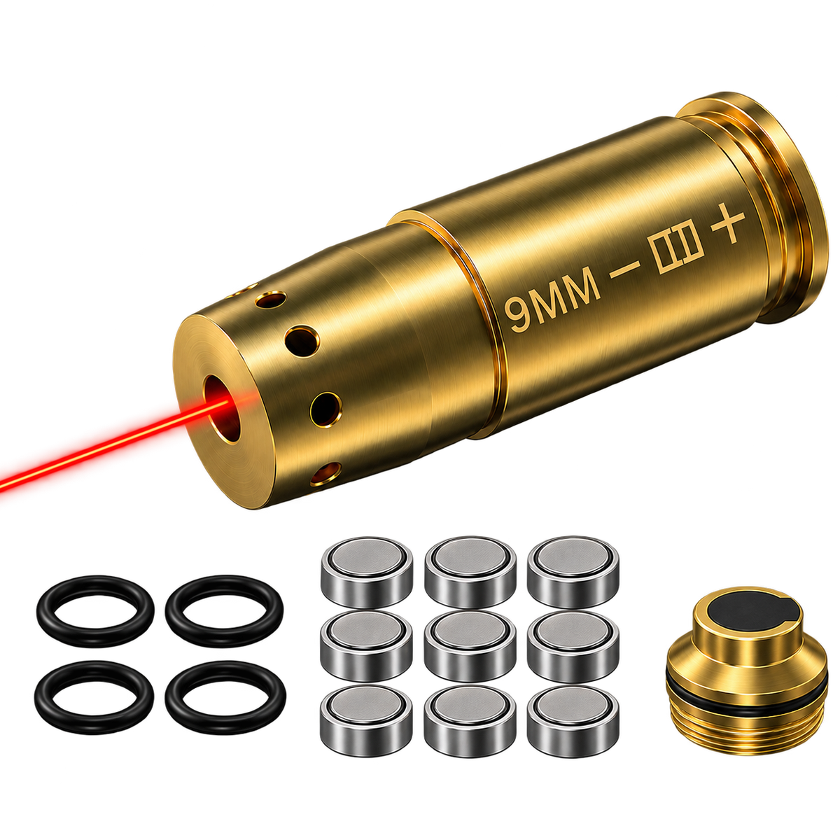 VPDOT 9mm Laser Bore Sight | Brass Chamber Boresighter | Fast Sight Alignment