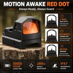 VPDOT D407X motion awake red dot, automatic power off after 3 minutes inactivity