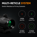 VPDOT P530X multi-reticle prism sight with selectable reticle patterns