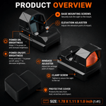 VPDOT D407X product overview, windage and elevation adjusters, 1.78 x 1.11 x 1.0 inch
