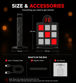 VPDOT 9-Grid target dimensions and included accessories