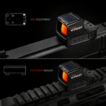 VPDOT D507X solar panel close-up, dual power failsafe reflex sight
