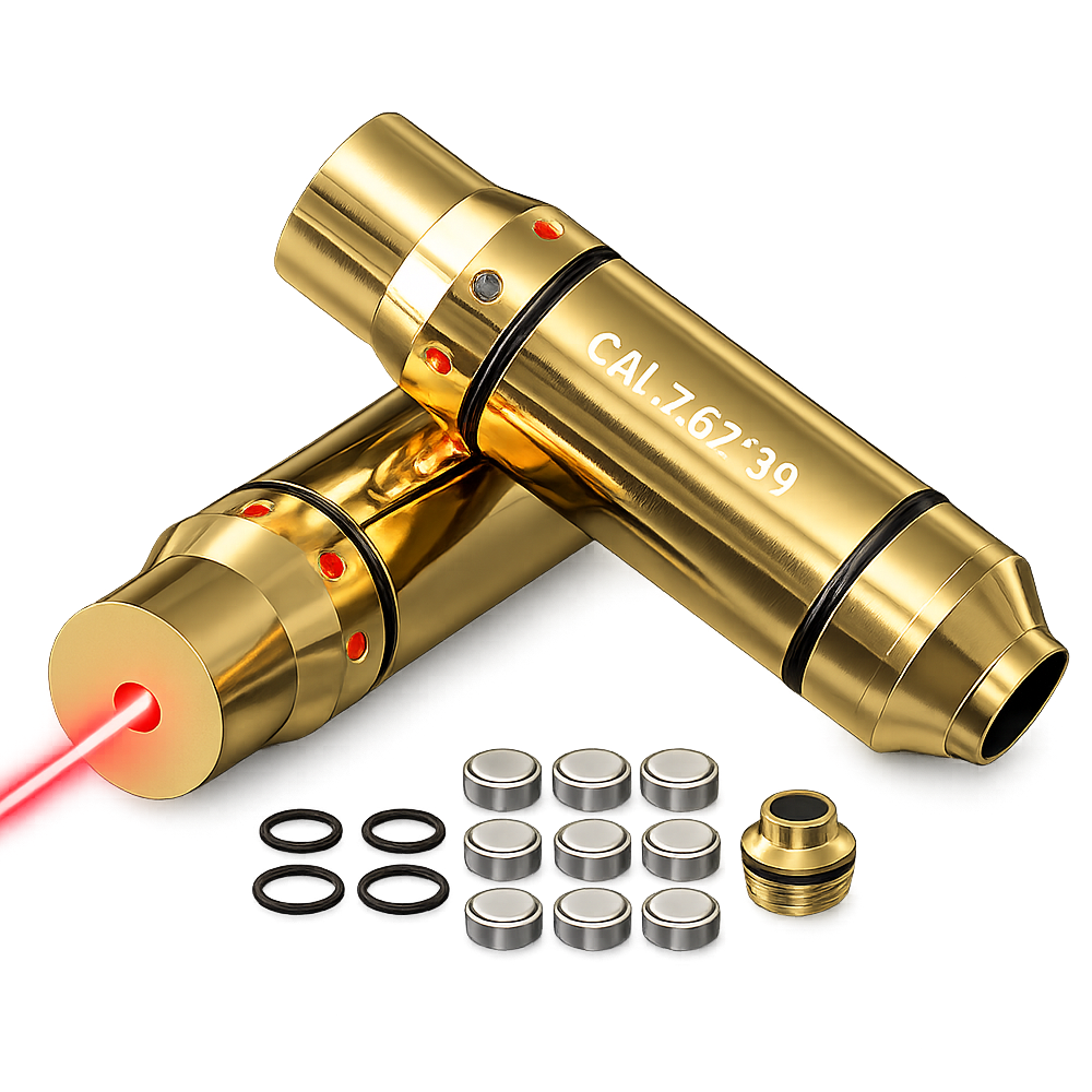 VPDOT 7.62x39 red laser training cartridge, brass construction with red laser tip