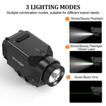VPDOT VP4 tactical flashlight 3 lighting modes strobe flashlight green laser beam only