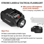 VPDOT VP4 1000 lumen strobe laser tactical flashlight Type-C charging long battery life