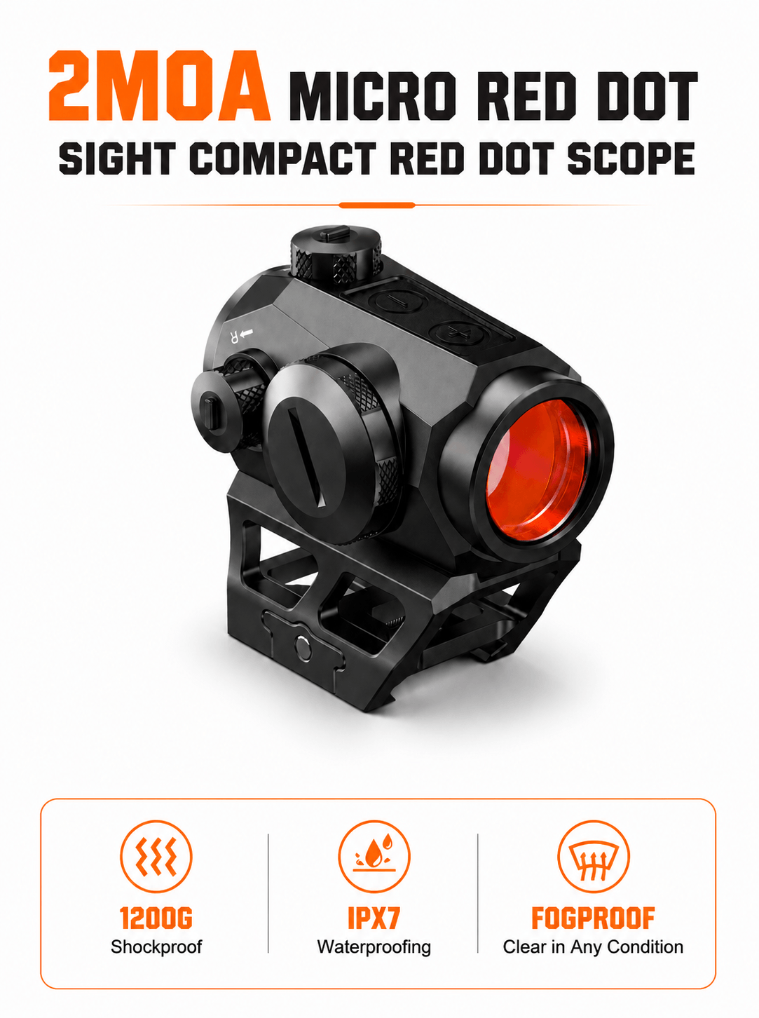 VPDOT HD-11 2 MOA micro red dot sight compact red dot scope 1200G shockproof IPX7 waterproof fogproof tactical red dot sight